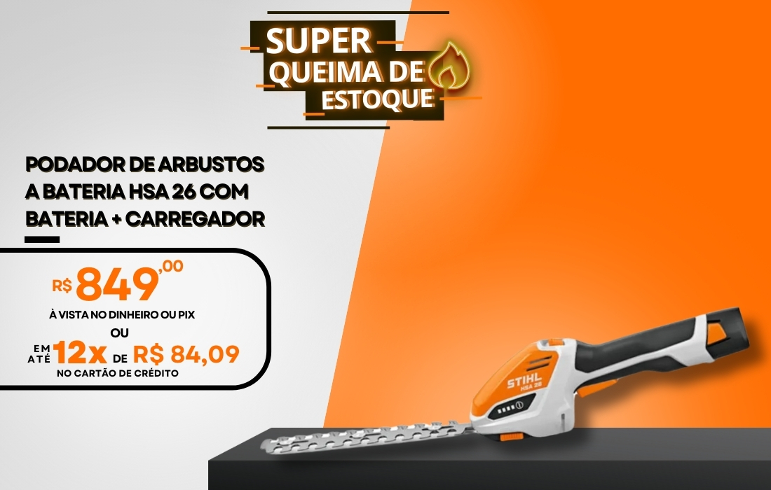 Podador de arbustos a bateria HSA 26 com Bateria + Carregador